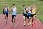 Jethro McGraw (Amber Valley and Erewash AC), no 261 Ben Lewis (City of York) and winner no 200  Matthew Bailey (Middles AC Mandale) in the 800 metres at the Northern Under-17s and 15s Championships, Liverpool.